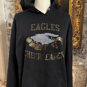 Eagles Cheerleader Hooded Sweatshirt in Medium black with glittering logo